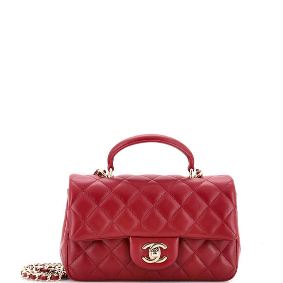 Chanel Handbags - Chanel Mini Classic Single Flap Top Handle Bag Quilted Lambskin